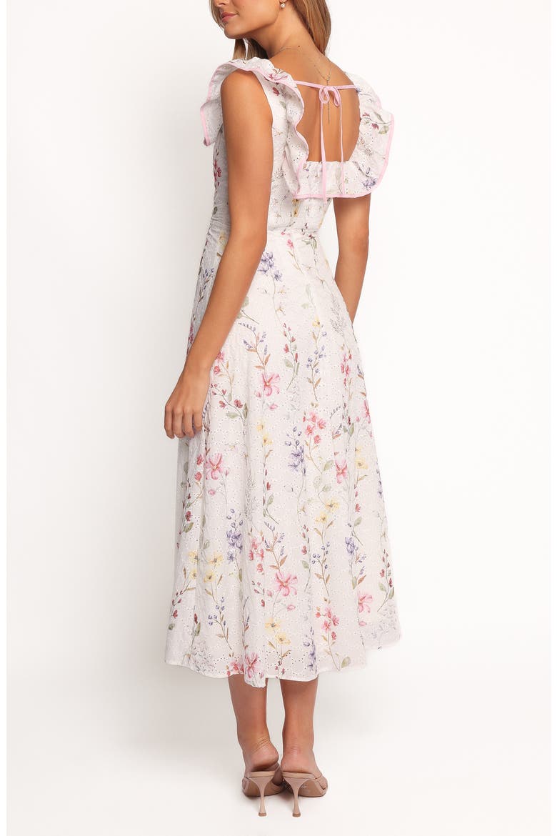 Lucille Floral Print Midi Dress, Alternate, color, WHITE FLORAL