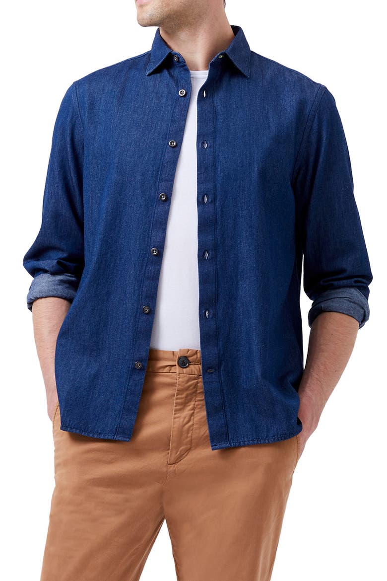 Denim Button-Up Shirt, Main, color, MID WASH