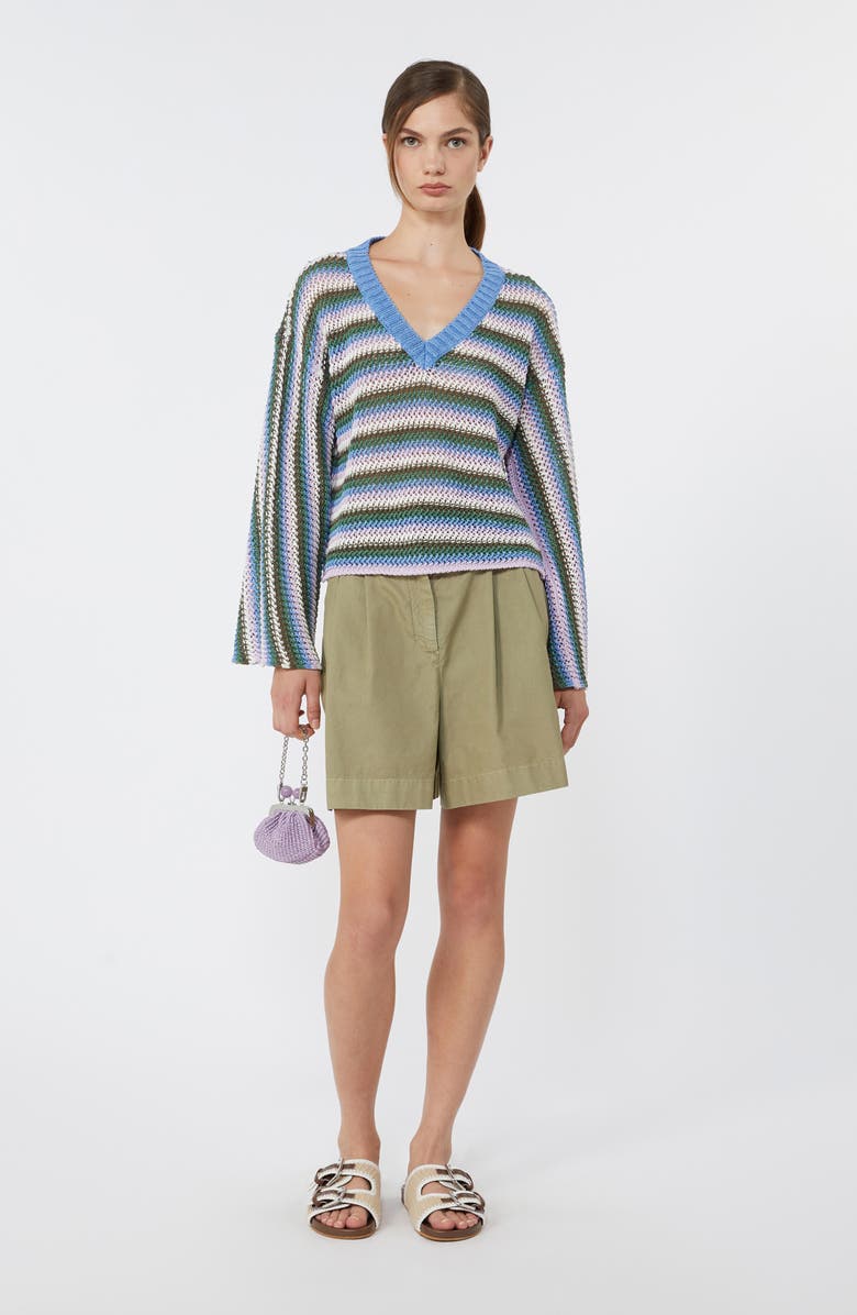 Weekend Max Mara Epica Stripe Open Stitch Linen Sweater, Alternate, color, Blue Multicolour