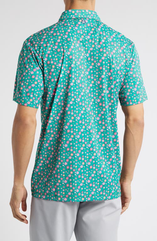 Swannies Summers Floral Golf Polo In Golf Green
