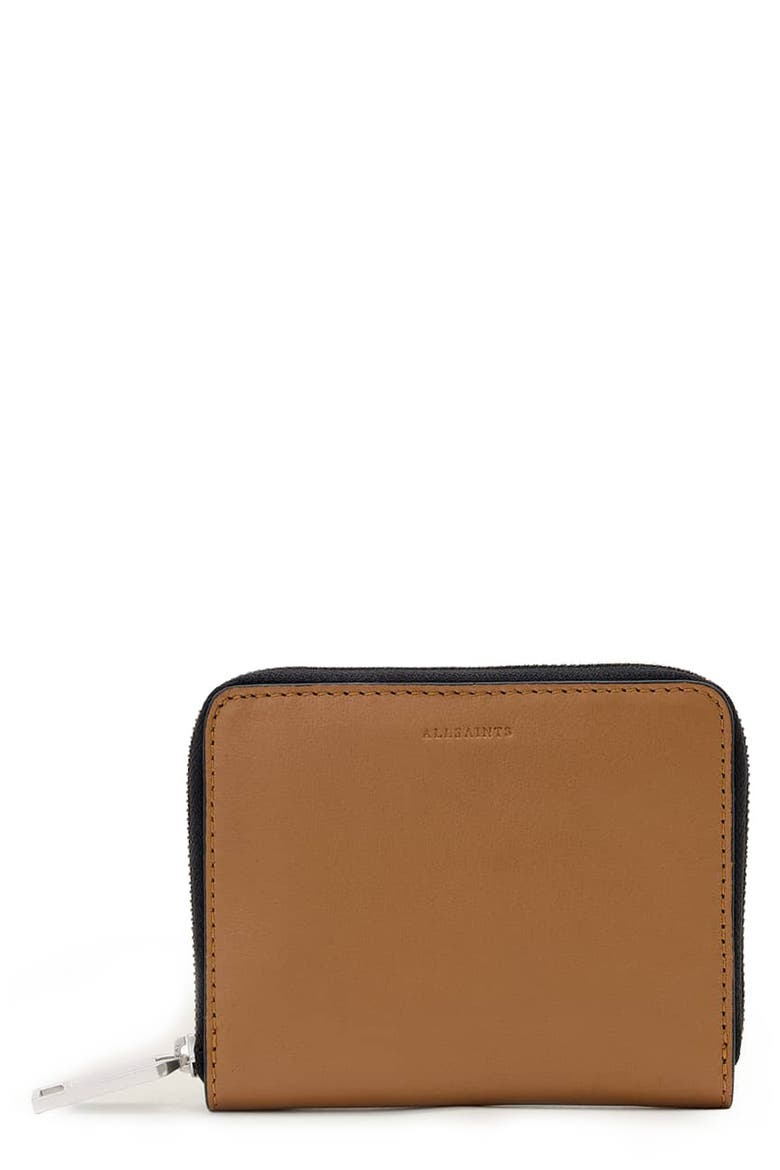 Lena Hex Leather Zip Wallet, Main, color, TOFFEE BROWN