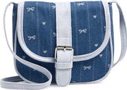 Capelli New York Kids' Bow Embroidery Denim Saddle Bag