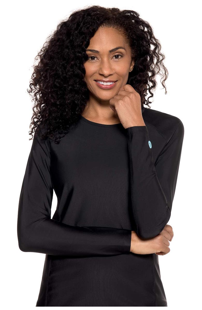 Coolibar Women's Lightweight Swim Shirt with Long Sleeves, UPF 50+ Sun Protection, Hightide Lite, Alternate, color, Black