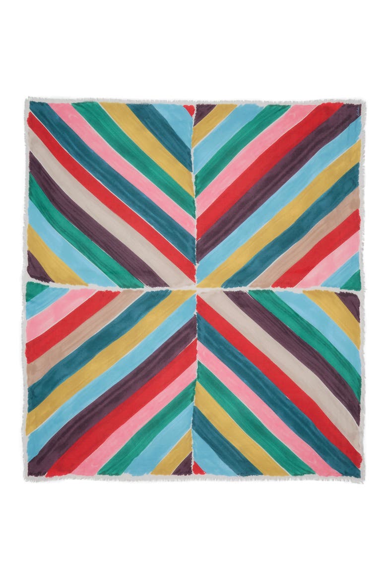 Painted Chevron Print Silk Square Scarf, Alternate, color, MULTI