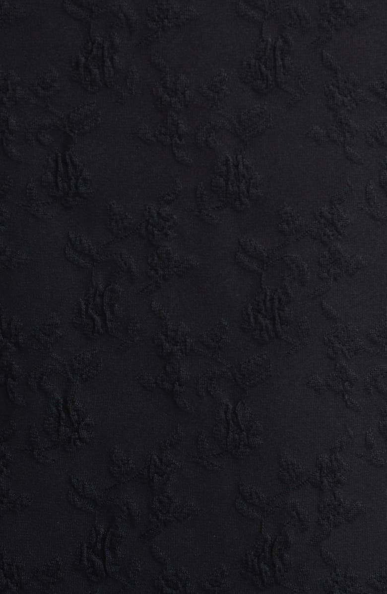 McQueen Satin & Jacquard Off the Shoulder Pencil Dress, Alternate, color, Black