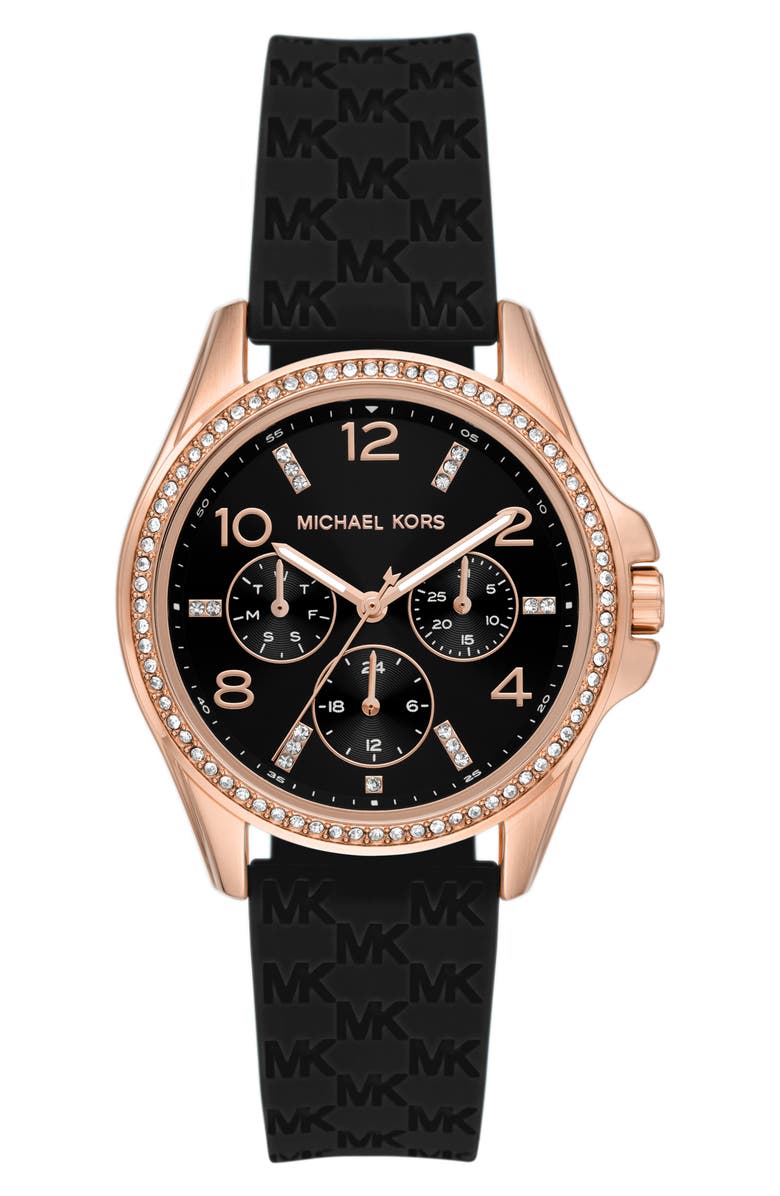Michael Kors Pilot Silicone Strap Watch, 36mm, Main, color,