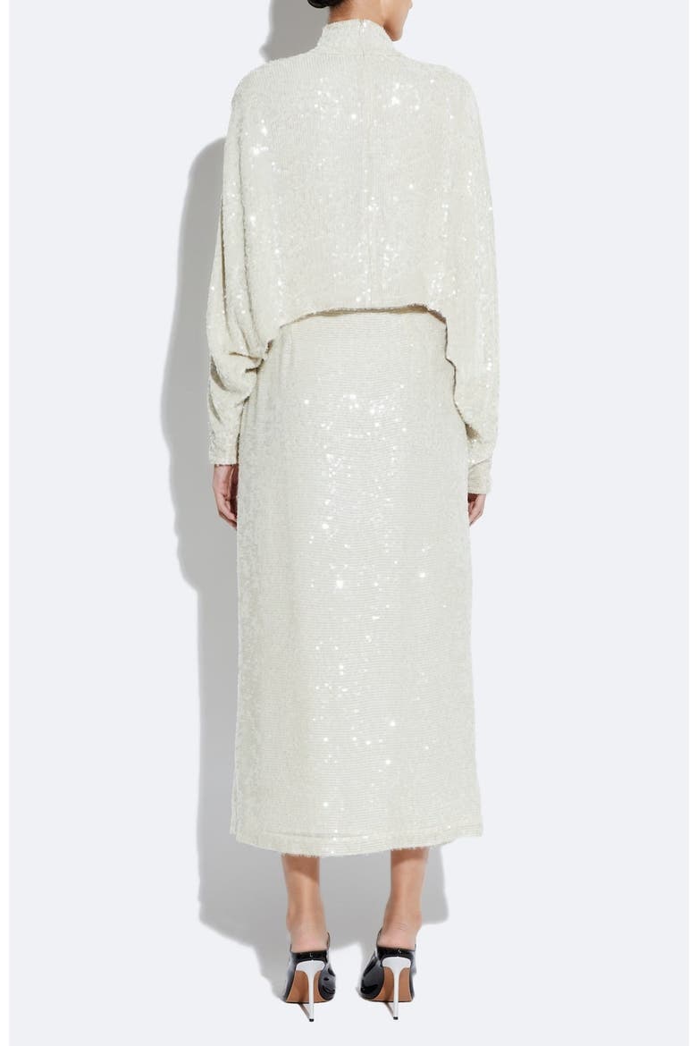 Sequin High Waist Slit Skirt, Alternate, color, Cream