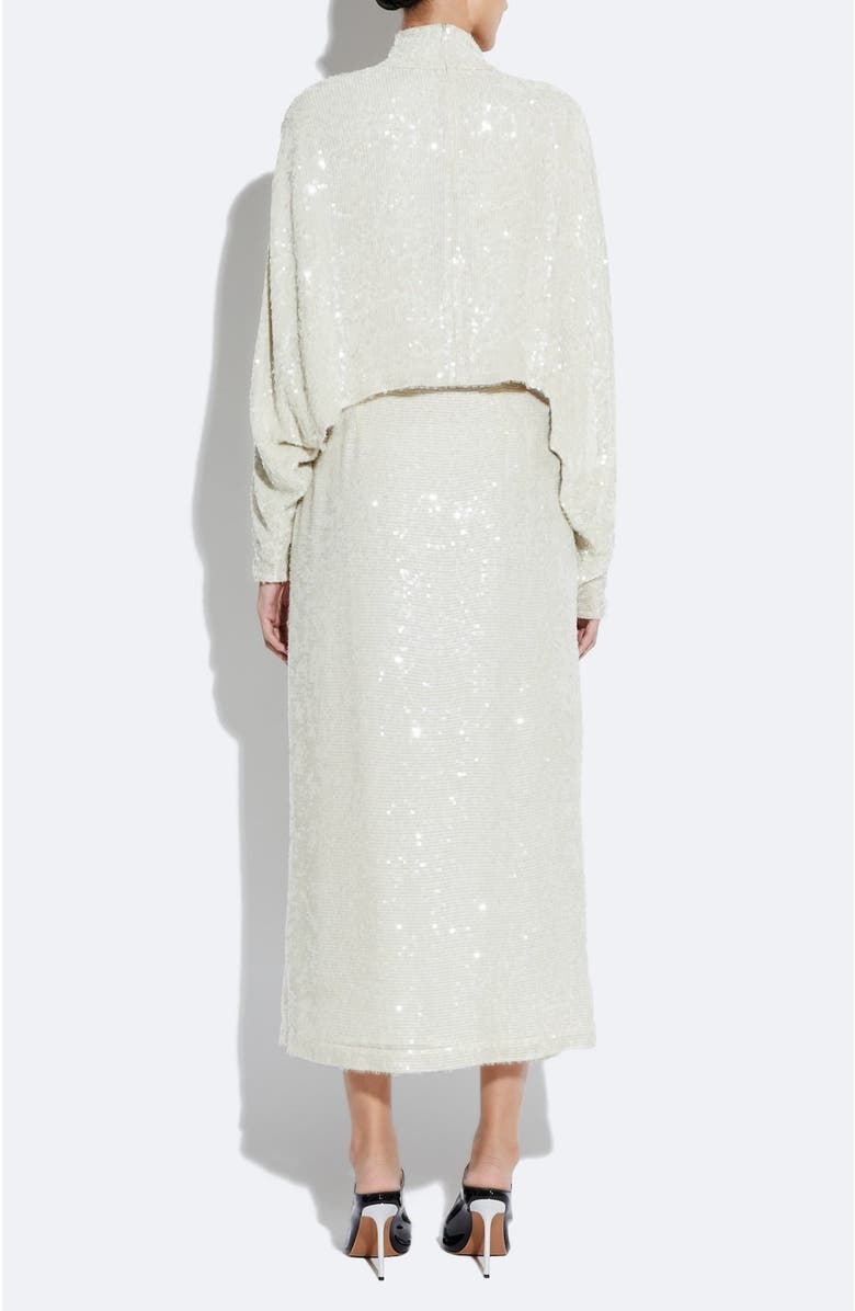 LAPOINTE Sequin High Waist Slit Skirt, Alternate, color, Cream