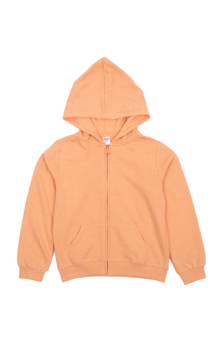 Leveret Kids Zip-Up Sweatshirt Hoodie, Cotton Blend, Solid Colors, Main, color, Peach