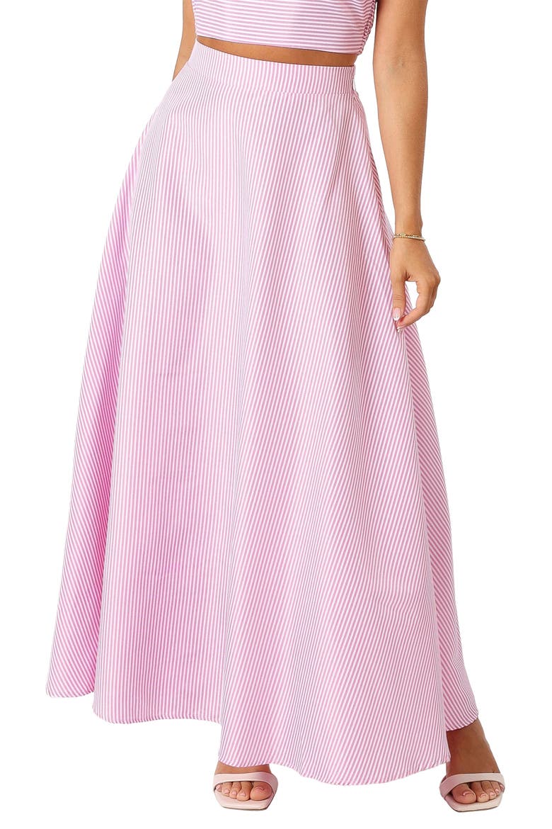 Lala Stripe Crop Camisole & Maxi Skirt Set, Alternate, color, PINK STRIPE