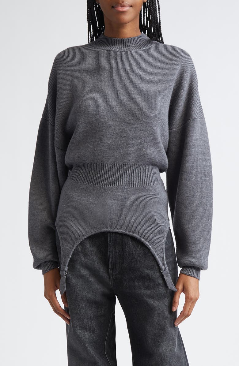 Jean Paul Gaultier Batwing Sleeves Wool Sweater, Main, color, Middle Grey