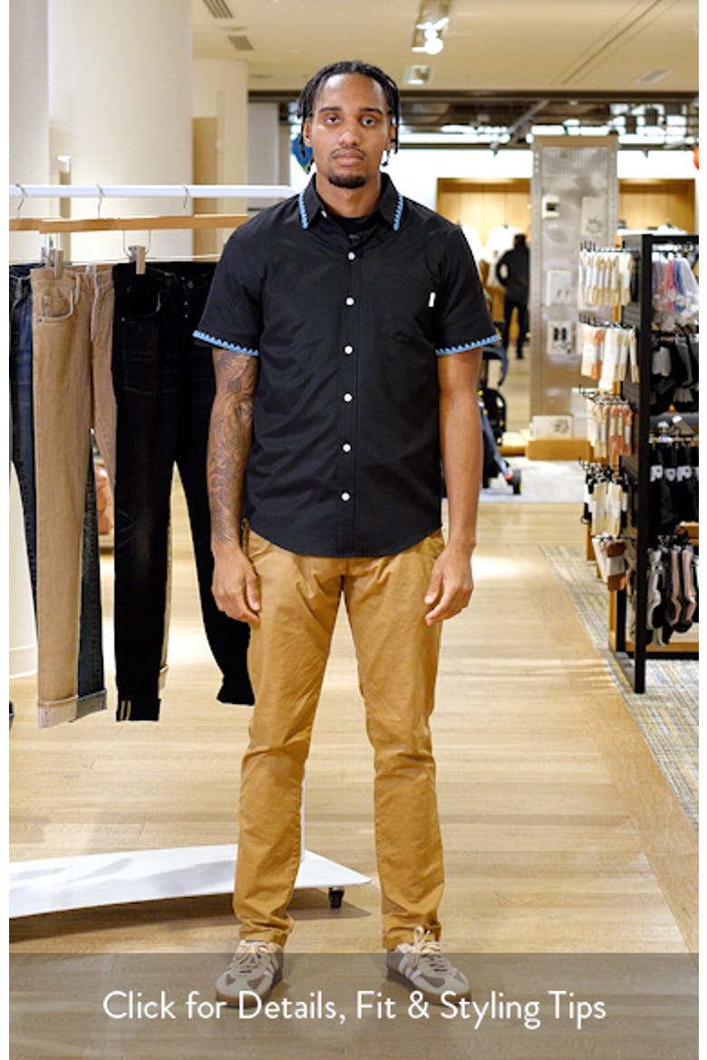 Weekend Crochet Trim Short Sleeve Performance Button-Up Shirt video