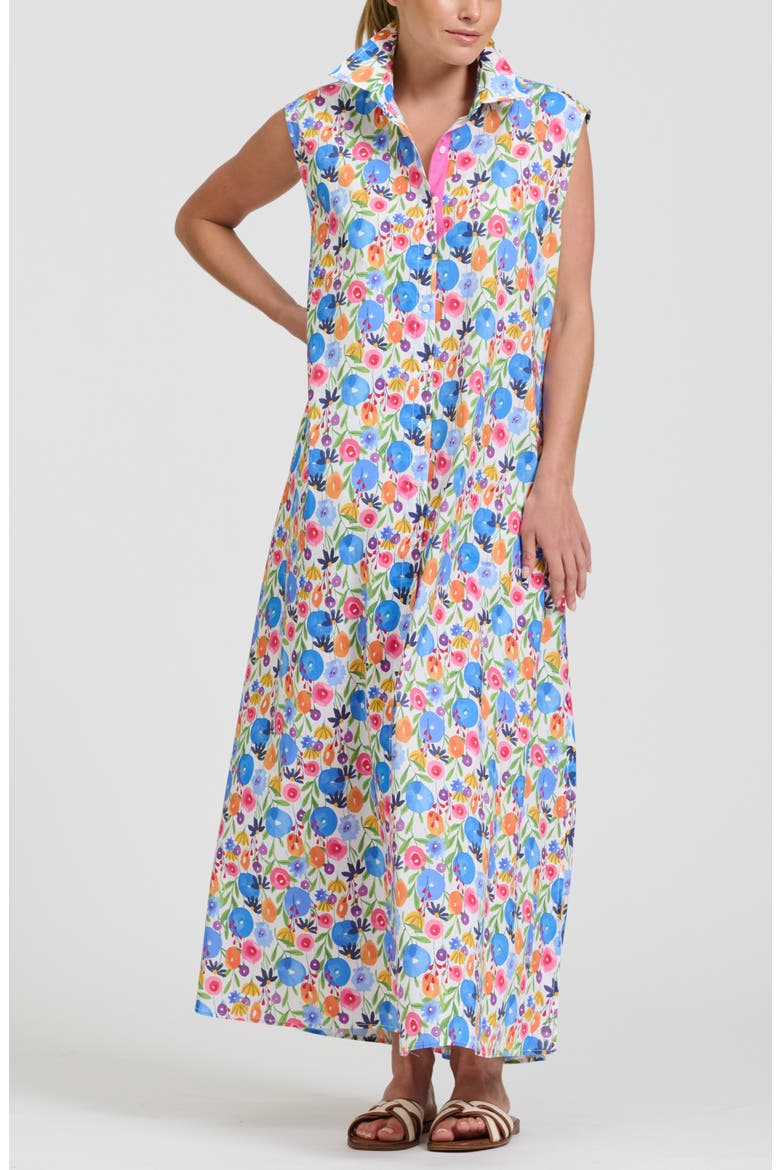 Sleeveless Tie Waist Shirtdress, Alternate, color, SUMMER BOUQUET