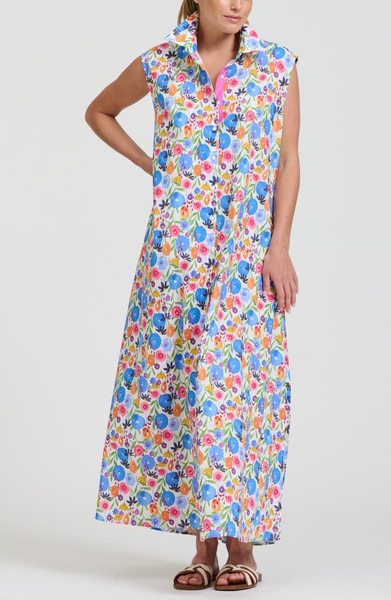SHIRTY Sleeveless Tie Waist Shirtdress, Alternate, color, Summer Bouquet