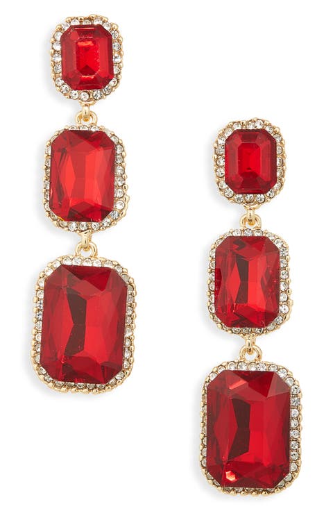 Pavé Crystal Triple Drop Earrings