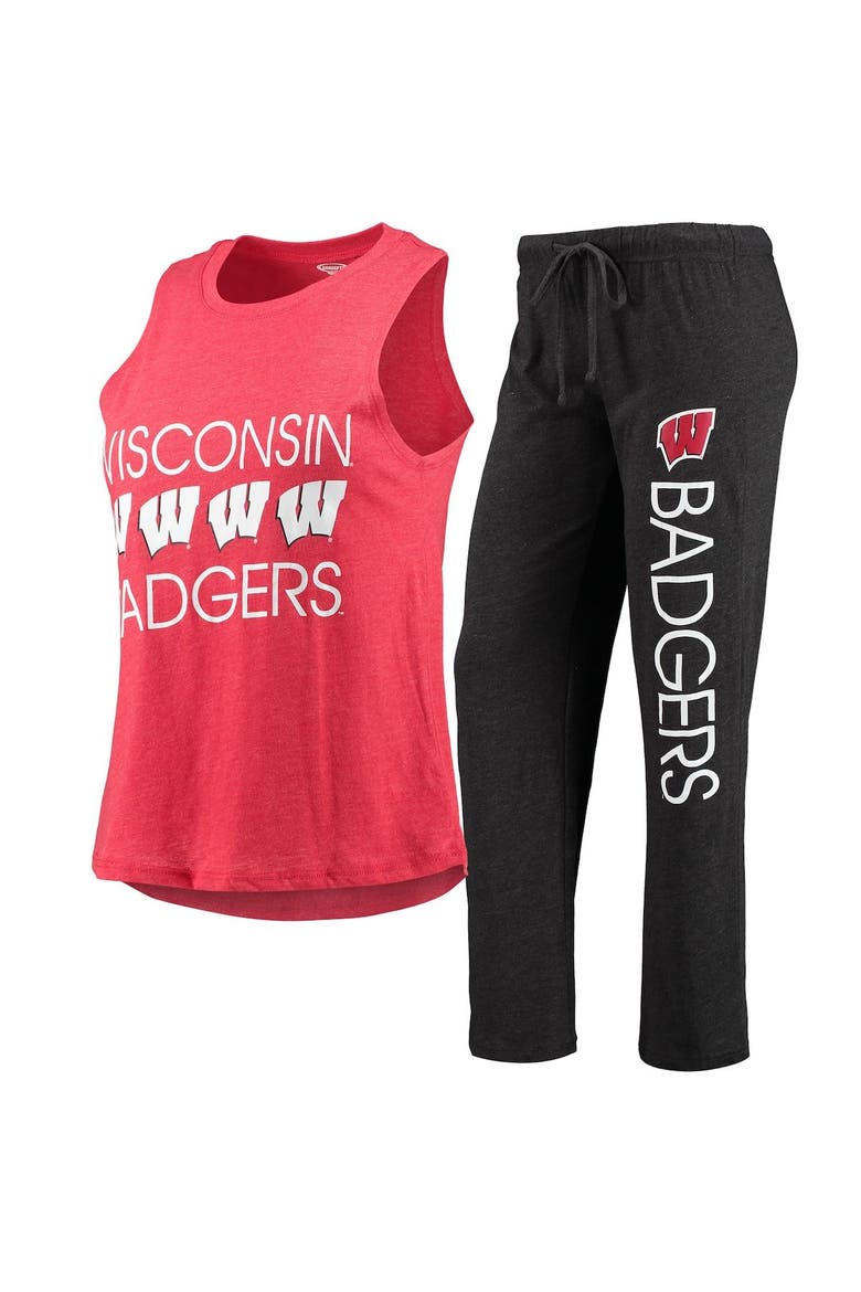 Women's Concepts Sport Black/Red Wisconsin Badgers Tank Top & Pants Sleep Set, Main, color, Black