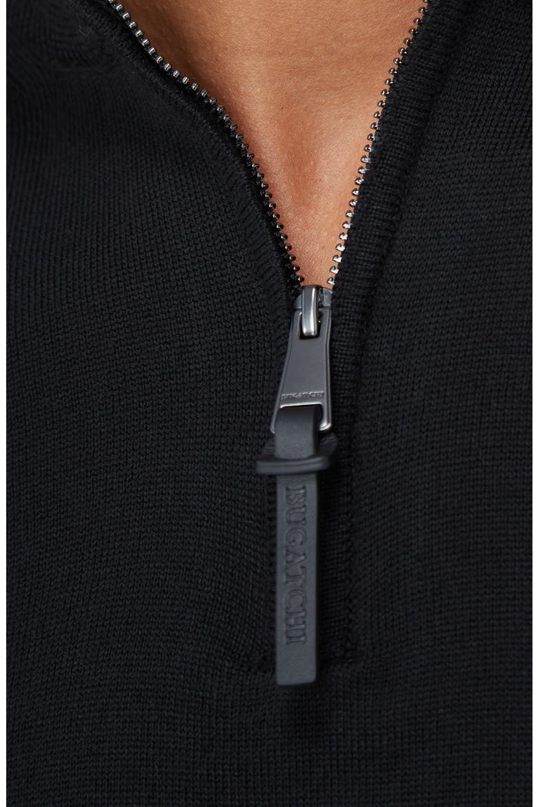 Merino Wool Quarter Zip Pullover, Alternate, color, BLACK