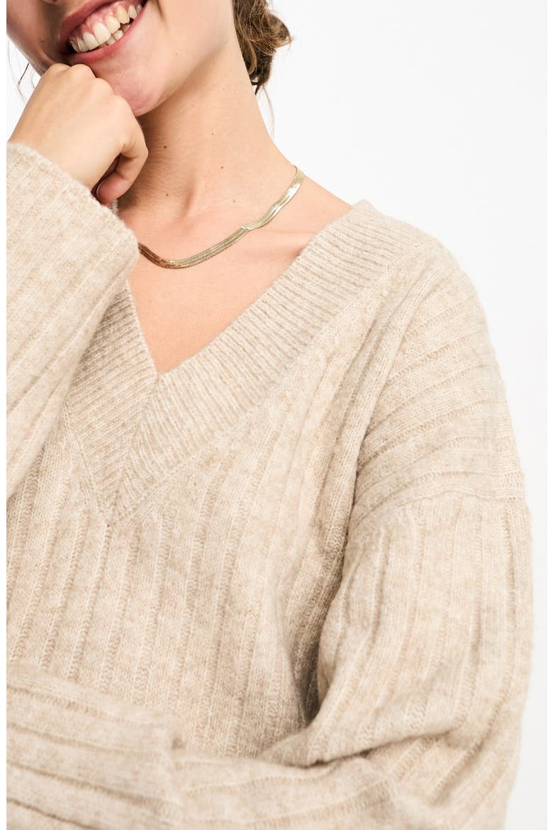 Rib Sweater Dress, Alternate, color, BEIGE