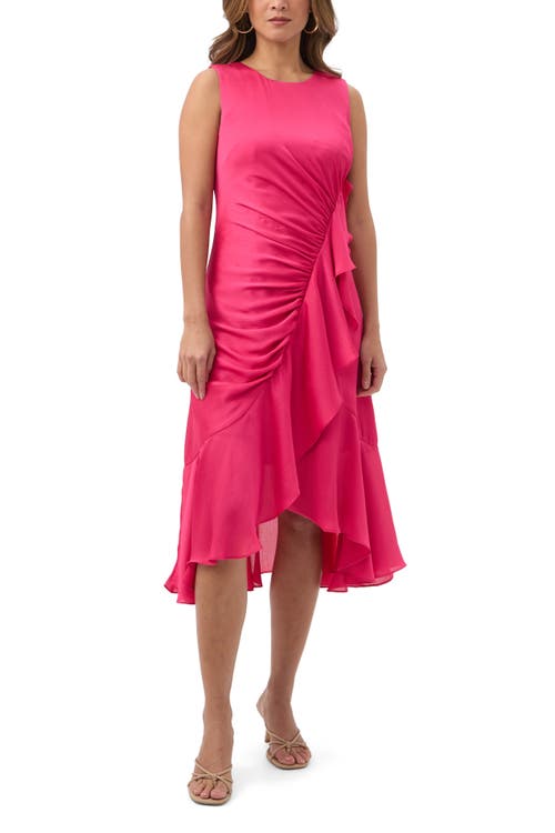 Trina Turk Amara 2 Bias Ruffle Dress In Pink