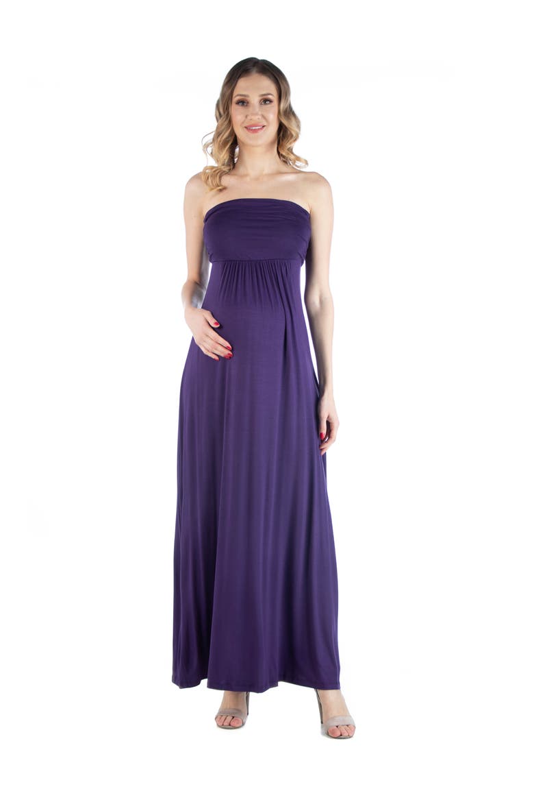 Maternity Sleeveless Empire Waist Maxi Dress, Main, color, Purple