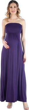 24seven Comfort Apparel Maternity Sleeveless Empire Waist Maxi Dress