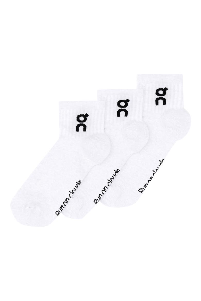 Assorted 3-Pack Logo Cotton Blend Quarter Socks, Main, color, WHITE