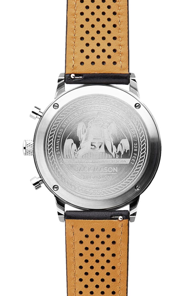 Jack Mason Racing Chronograph Leather Strap Watch, 40mm, Alternate, color, 