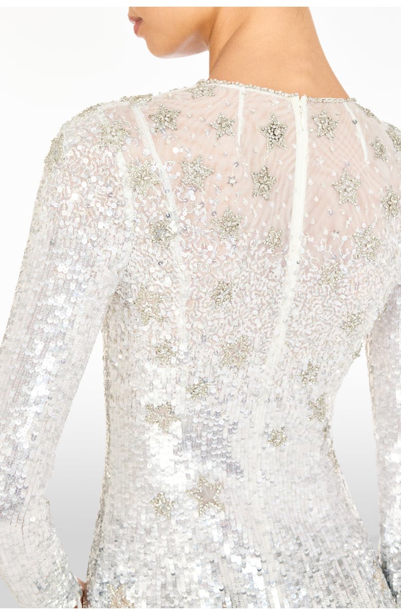 Jenny Packham Alexis Star Sequin Embellished Mini Dress, Alternate, color, Ivory