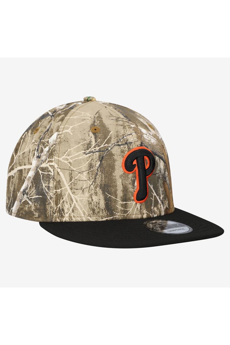 Men's New Era Camo Philadelphia Phillies Realtree Orange Pop 9FIFTY Snapback Hat, Alternate, color, Camo