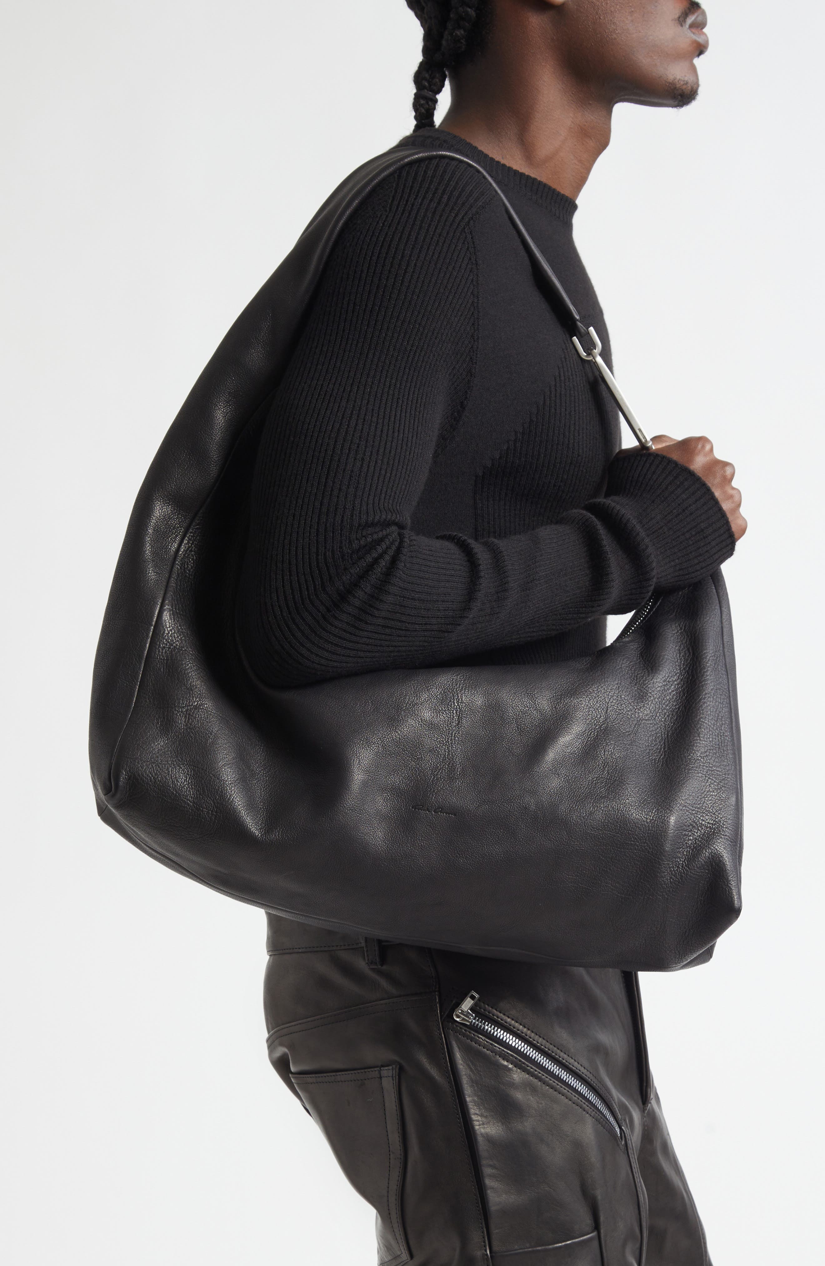 Rick Owens Concordians Cropped Gemini Bag, Alternate, color, Black