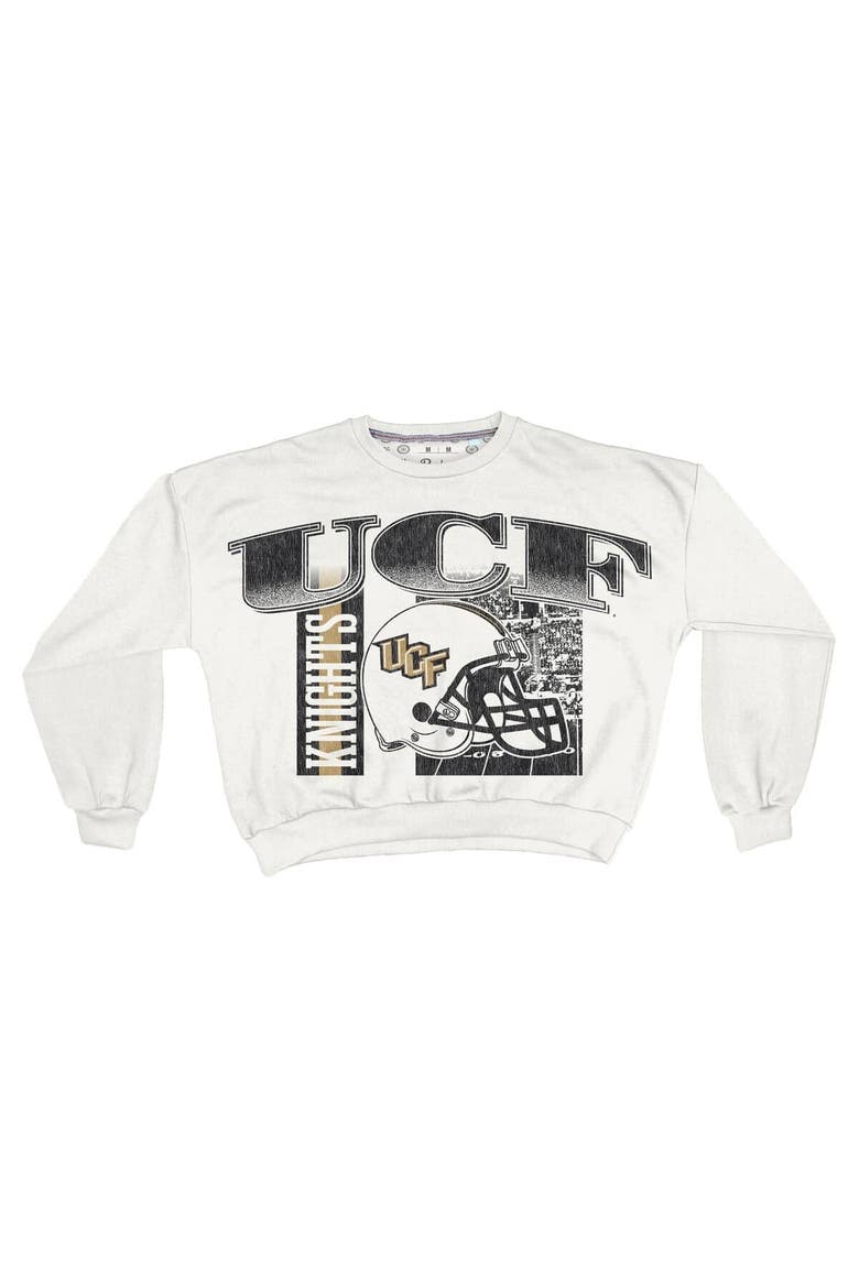 Women's Pressbox White UCF Knights Oversized Janice Retro Waist-Length Sweatshirt, Alternate, color, White