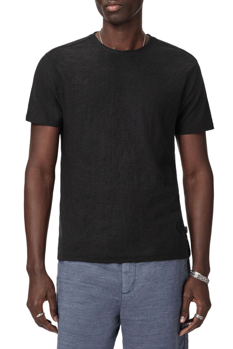 Rubin Jacquard Crewneck T-Shirt, Alternate, color, BLACK