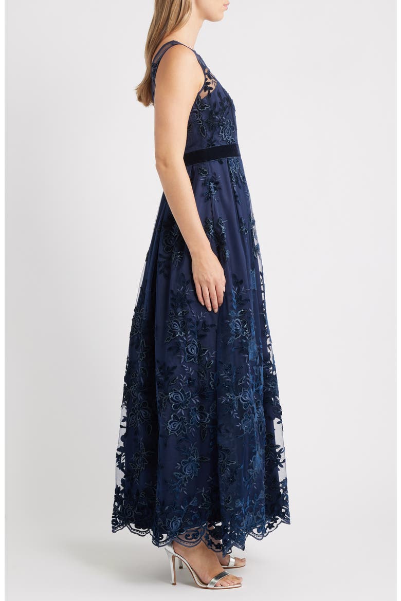 Embroidered Sequin Ballgown, Alternate, color, NAVY