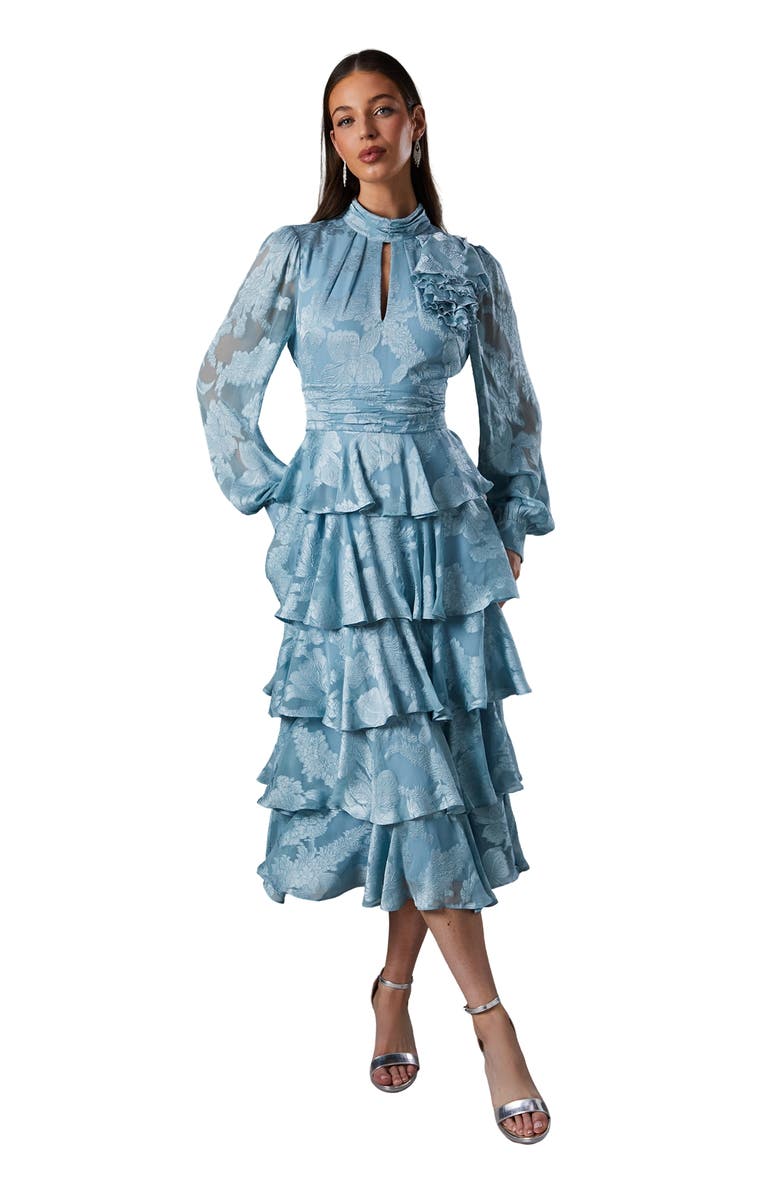 Coast Jacquard Tiered Maxi Dress, Main, color, Ice Blue