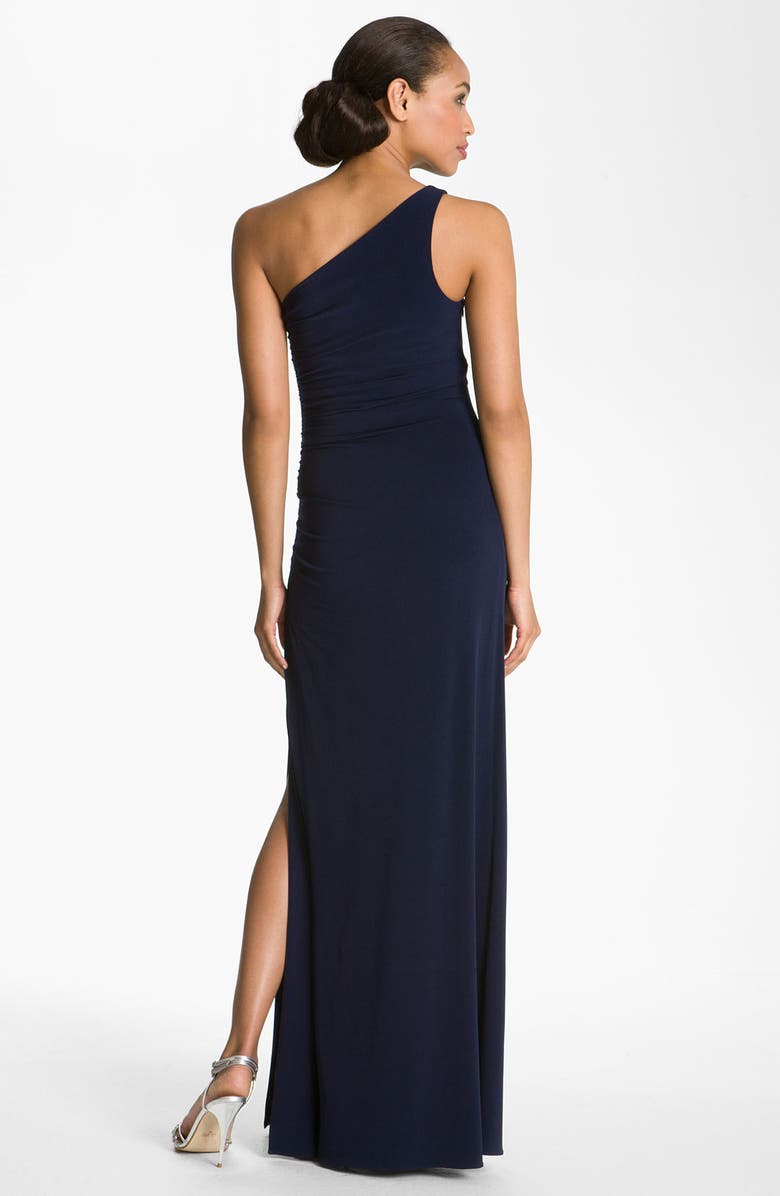 Laundry by Shelli Segal Beaded Panel One-Shoulder Jersey Gown, Alternate, color, 