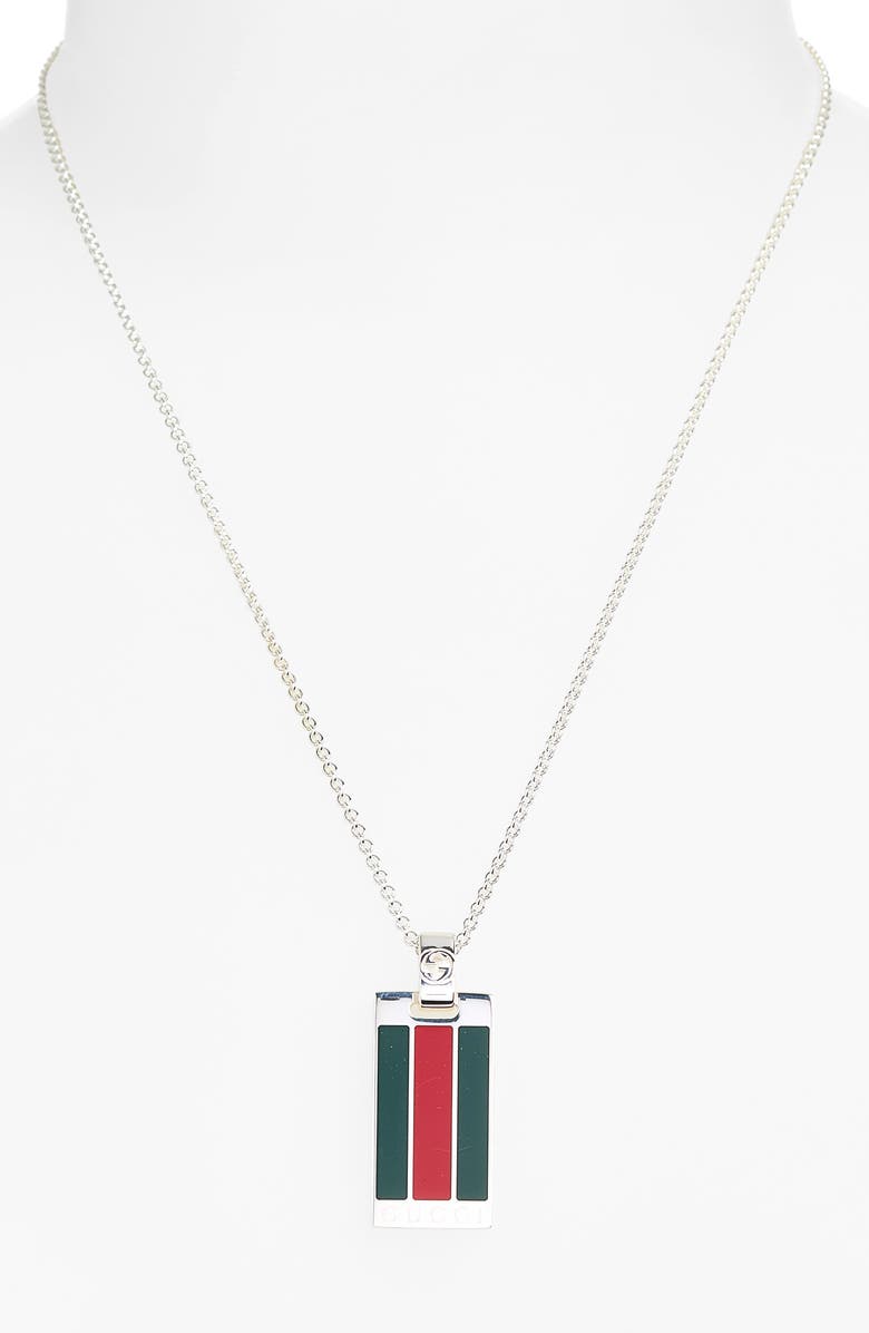Gucci Web Pendant Necklace, Alternate, color, Silver