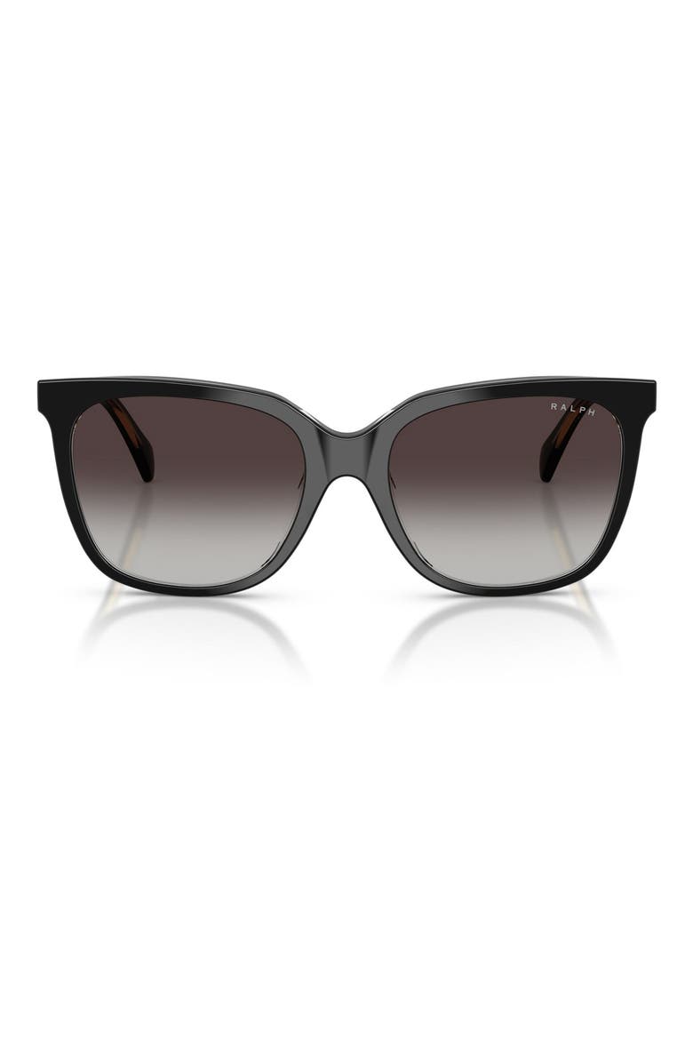 55mm Square Sunglasses, Main, color, SHINY BLACK / GREY
