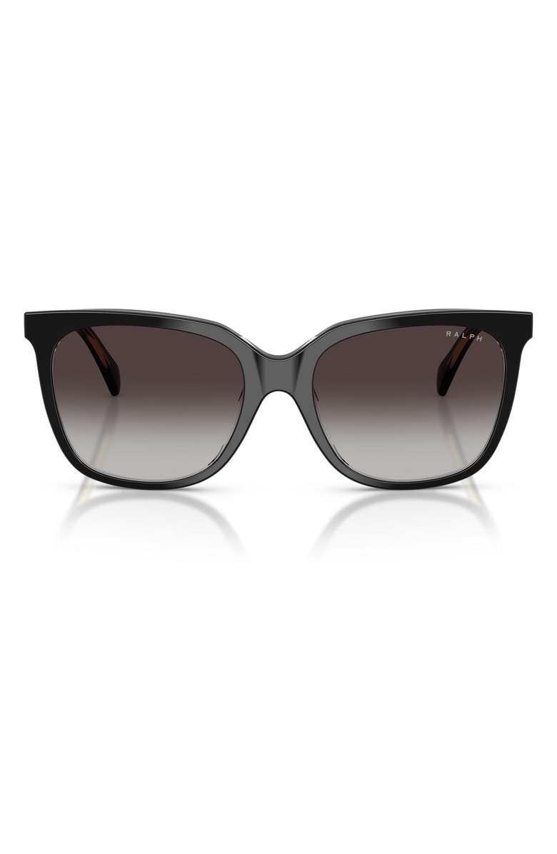 Ralph Lauren 55mm Square Sunglasses, Main, color, Shiny Black / Grey