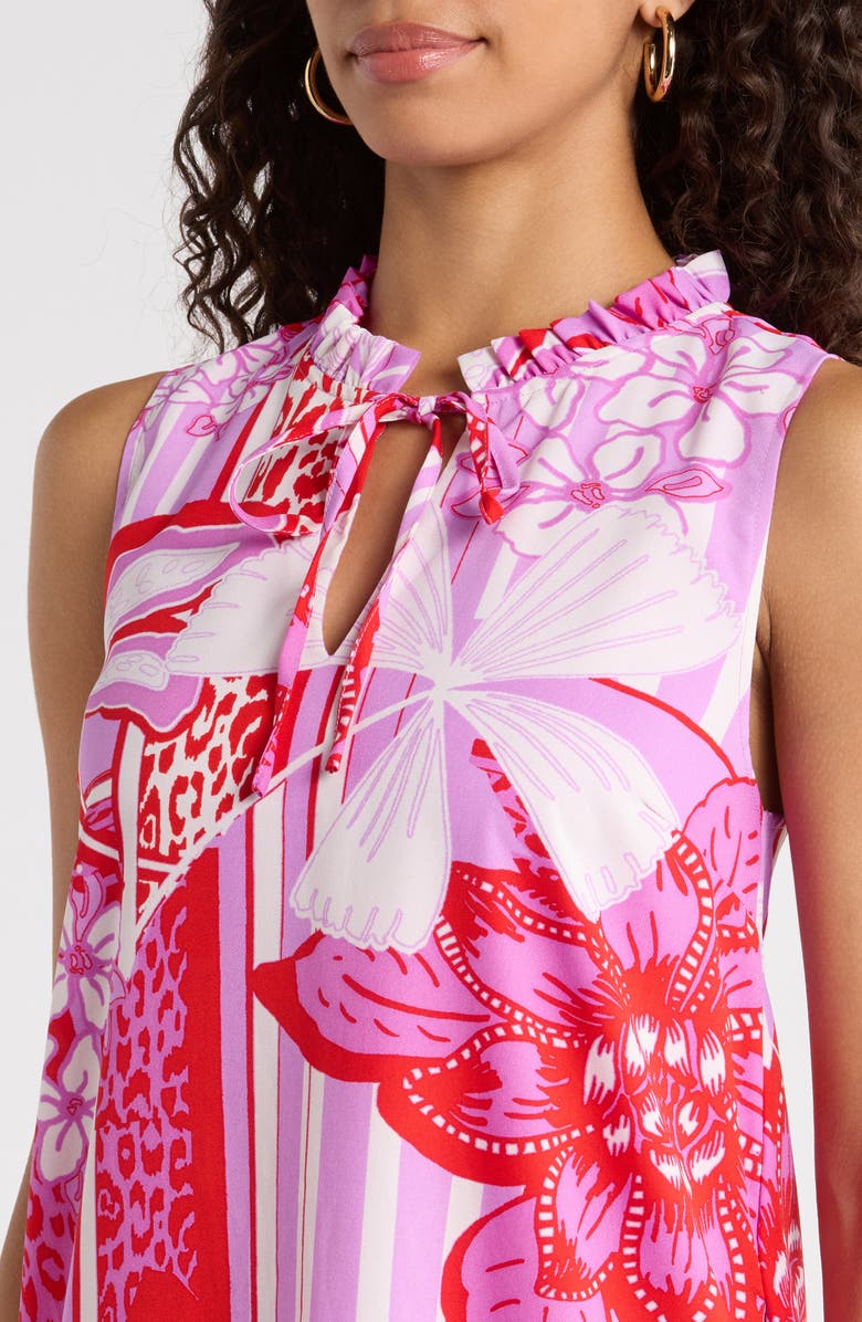 SUGARLIPS Barba Tropical Graceland Ruffle Trim Sleeveless Minidress, Alternate, color, Red-White