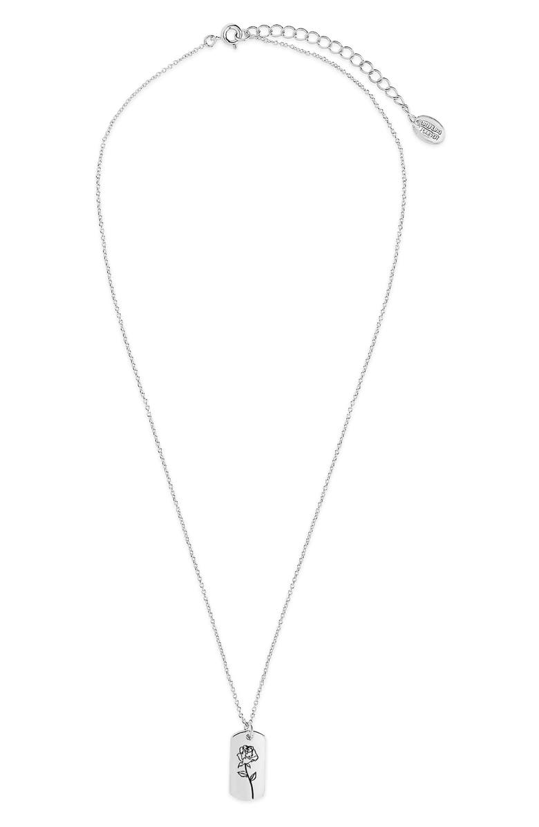 Sterling Forever Birth Flower Pendant Necklace, Main, color, Silver/ June