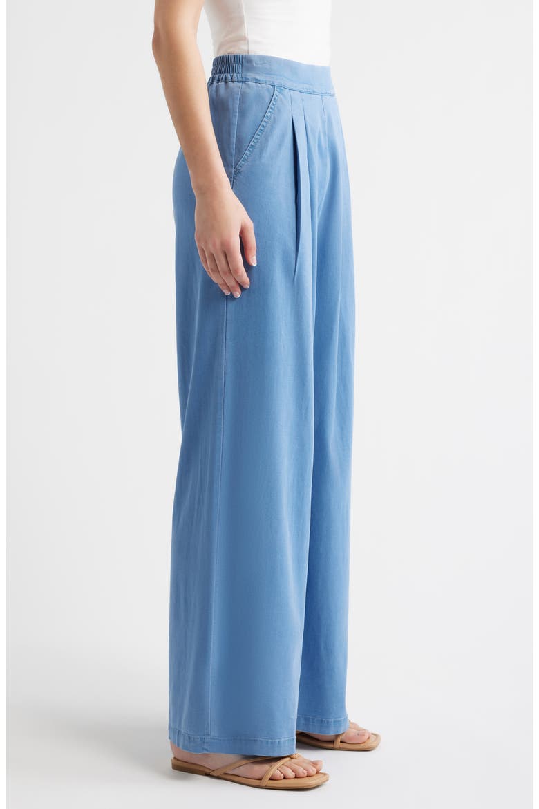 Wide Leg Pull-On Denim Pants, Alternate, color, CHAMBRAY
