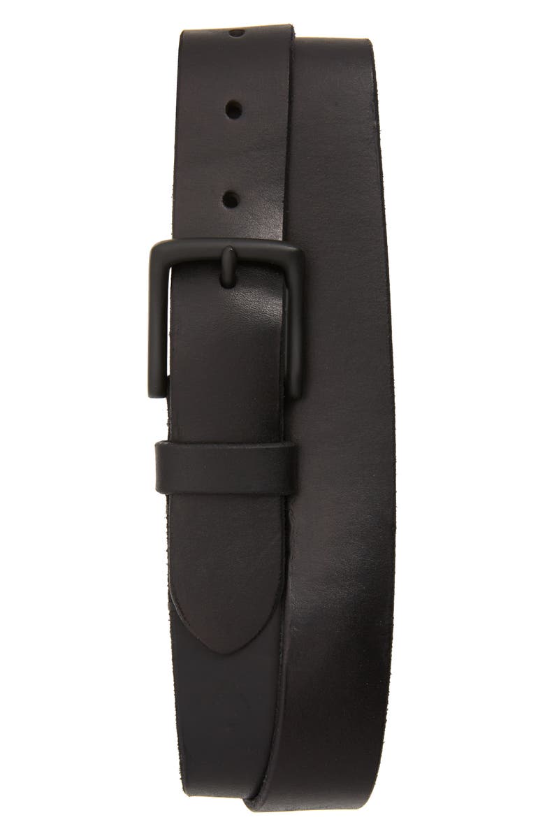 AllSaints Leather Belt, Main, color, Black/ Matte Black