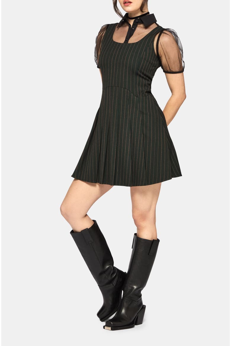 Kera Pleated Mini Dress, Alternate, color, Green