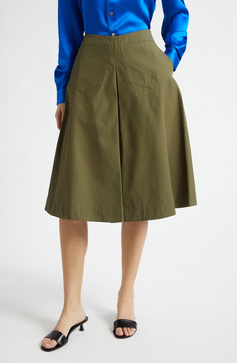 ZANKOV Louise Pleated Cotton Shorts, Main, color, Leaf