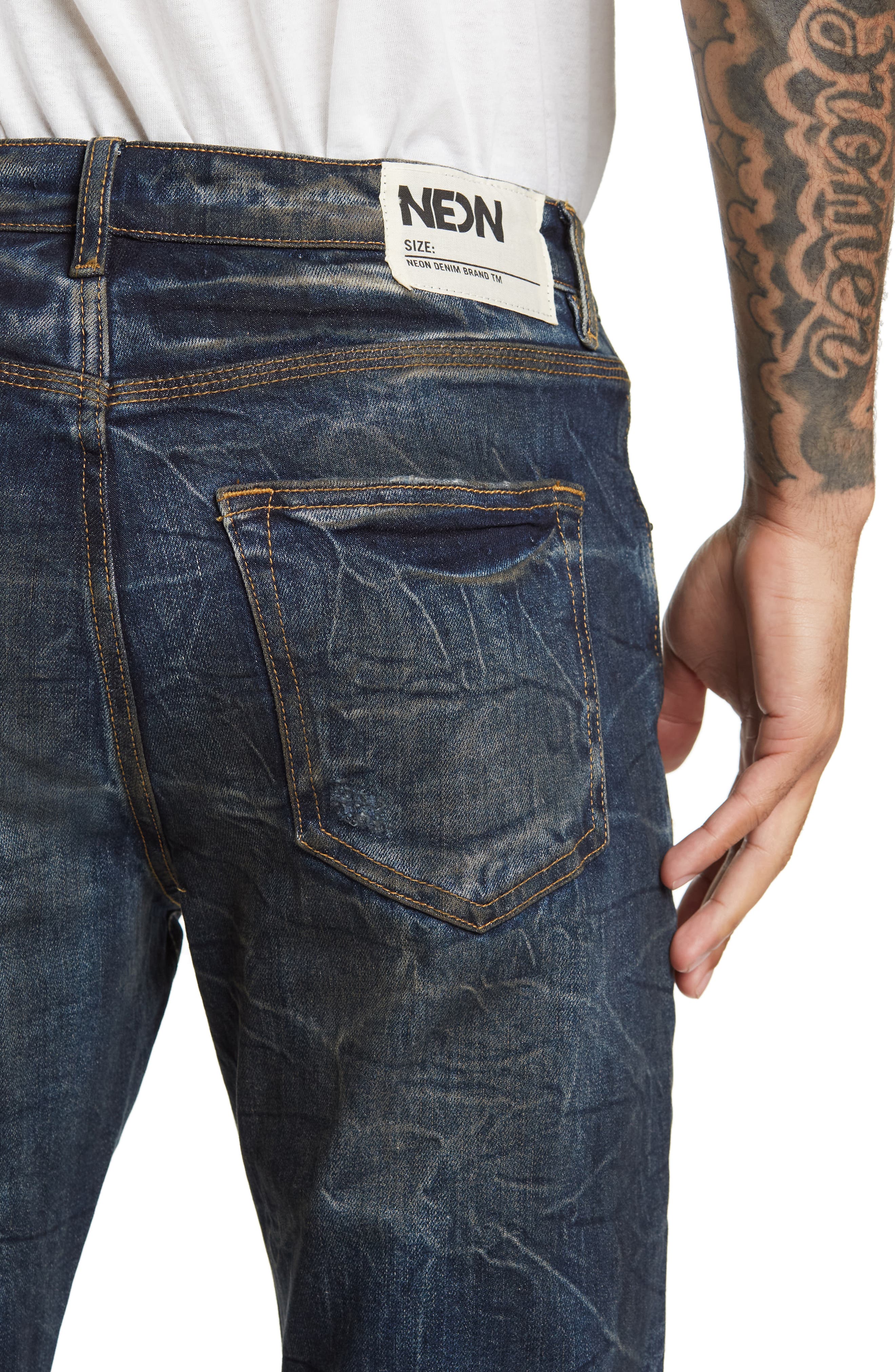 NEON DENIM BRAND Sid Rip & Repair Slim Leg Jeans (Men) | Nordstromrack
