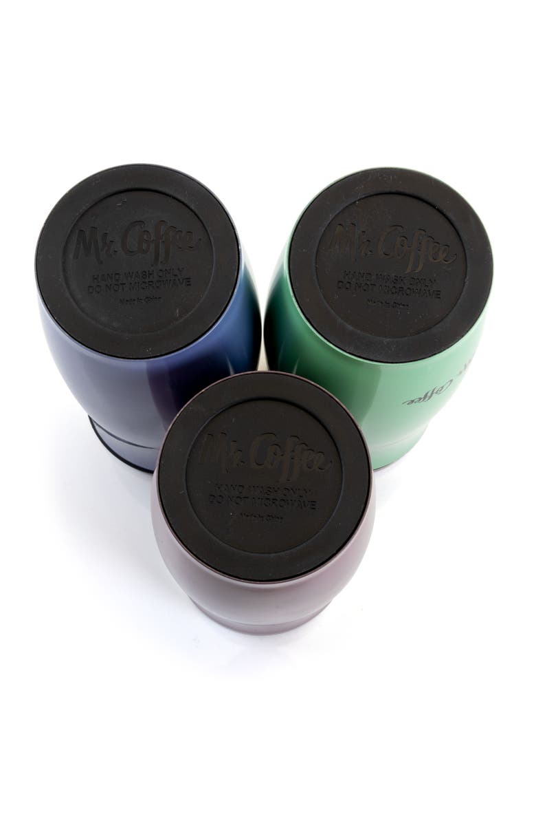 Mr. Coffee 12.5 Ounce Stainless Steel Insulated Thermal Travel Mug Set of 3, Alternate, color, Blue