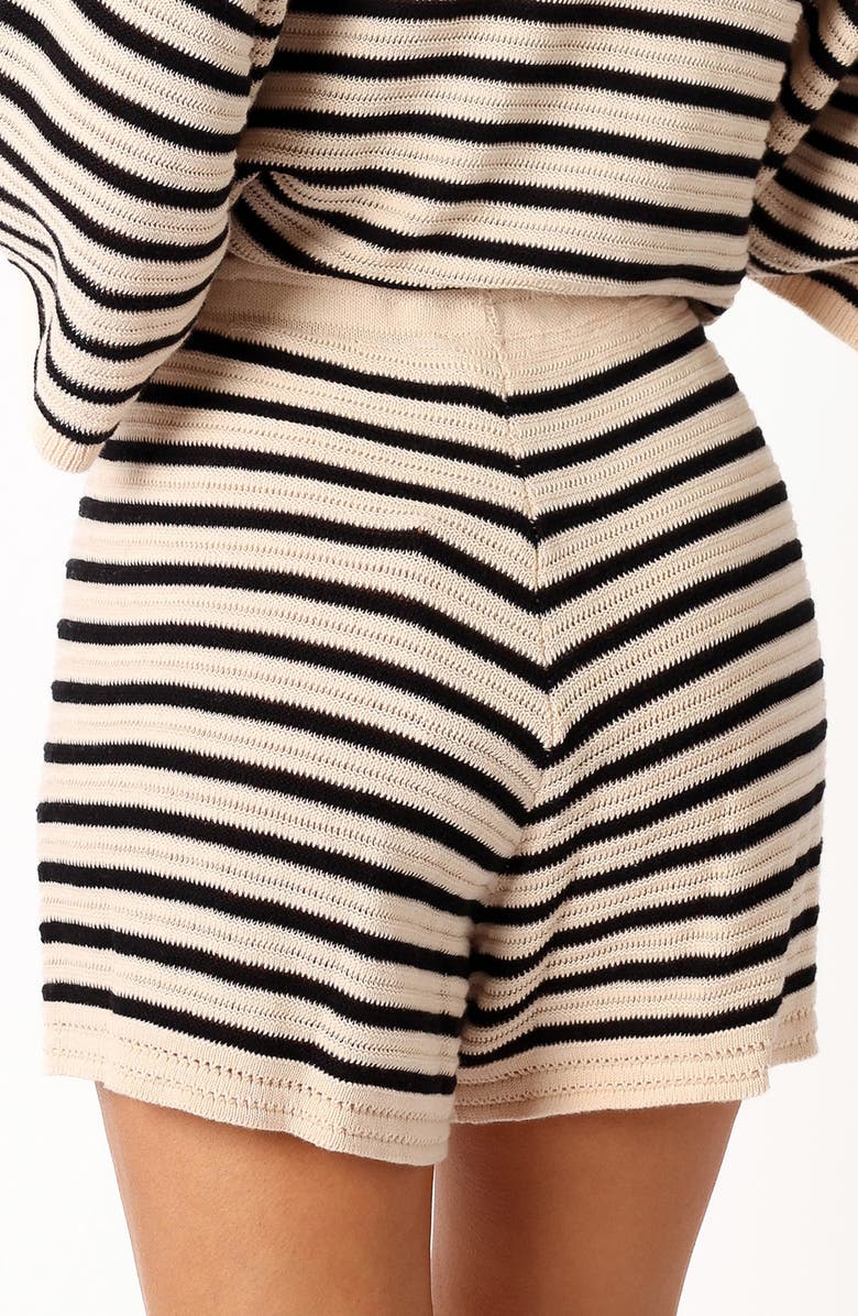 Petal & Pup Cherie Stripe Knit Shorts, Alternate, color, Sand Black