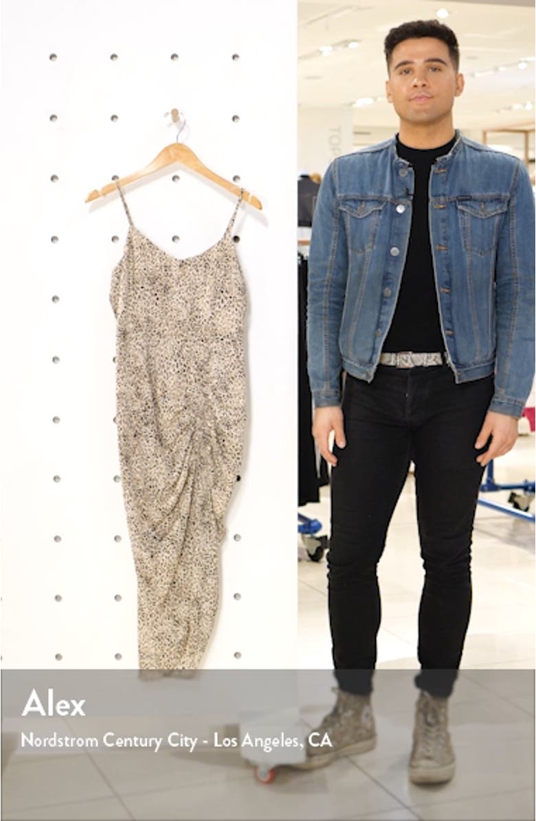 BB Dakota On the Prowl Party Animal Print Ruched Dress, sales video thumbnail