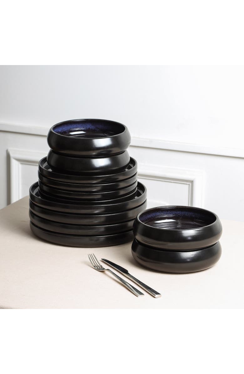Stone Lain Lagoon Stoneware 24-Piece Dinnerware Set, Alternate, color, Black