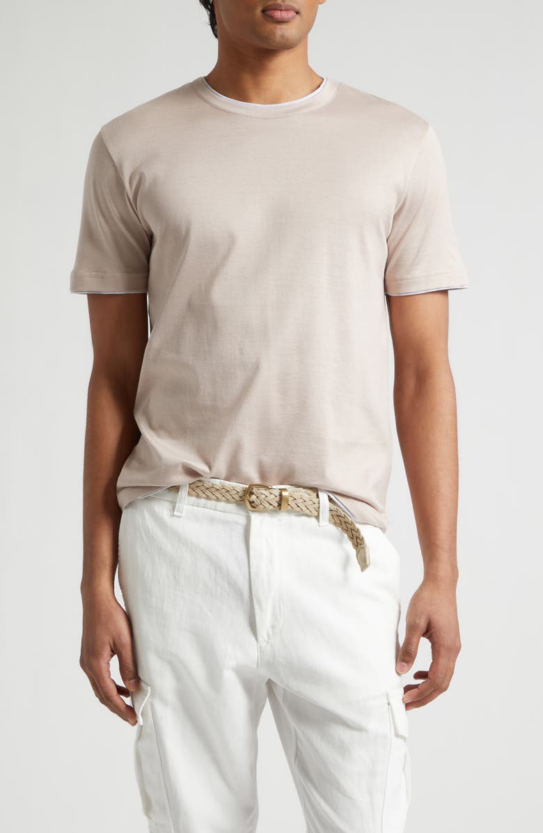 Eleventy Crewneck T-Shirt, Main, color, 26-13 Dust Pink/ Light Grey